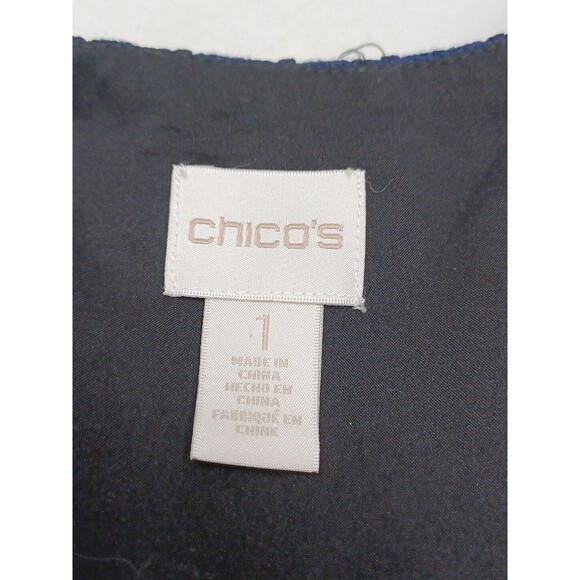 Chicos Sz 1 (M) Black Ivory Open Front Cardigan Jacket Fringed - Picture 10 of 12